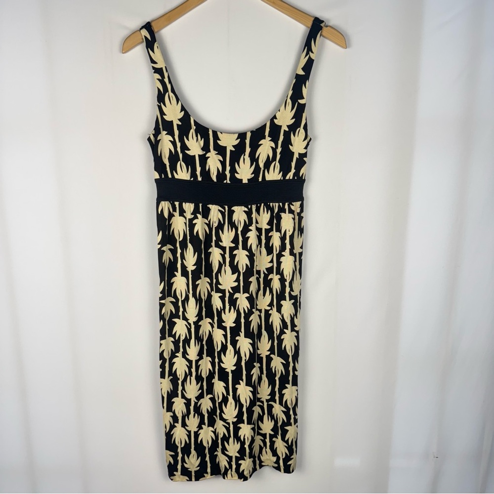 Diane Von Furstenberg Vintage Silk Palm Tree Black and Cream Dress